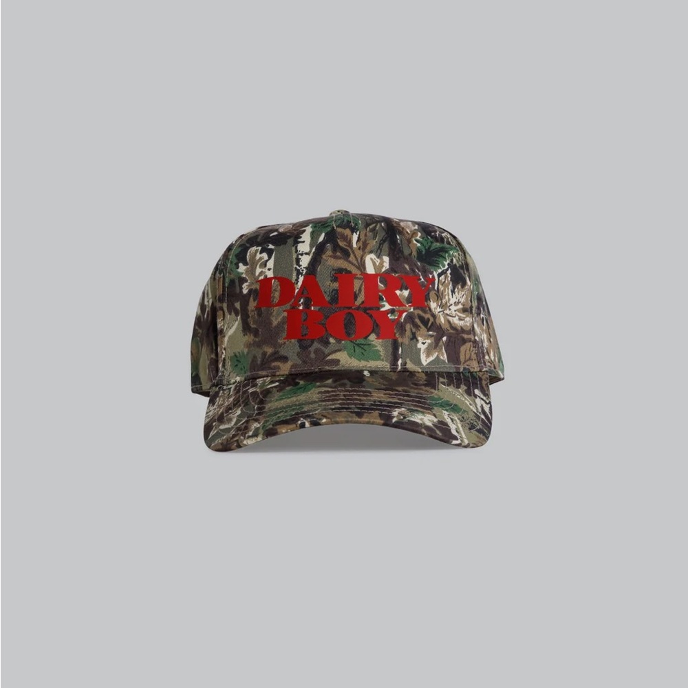 DAIRY BOY Camo Trucker Hat Red